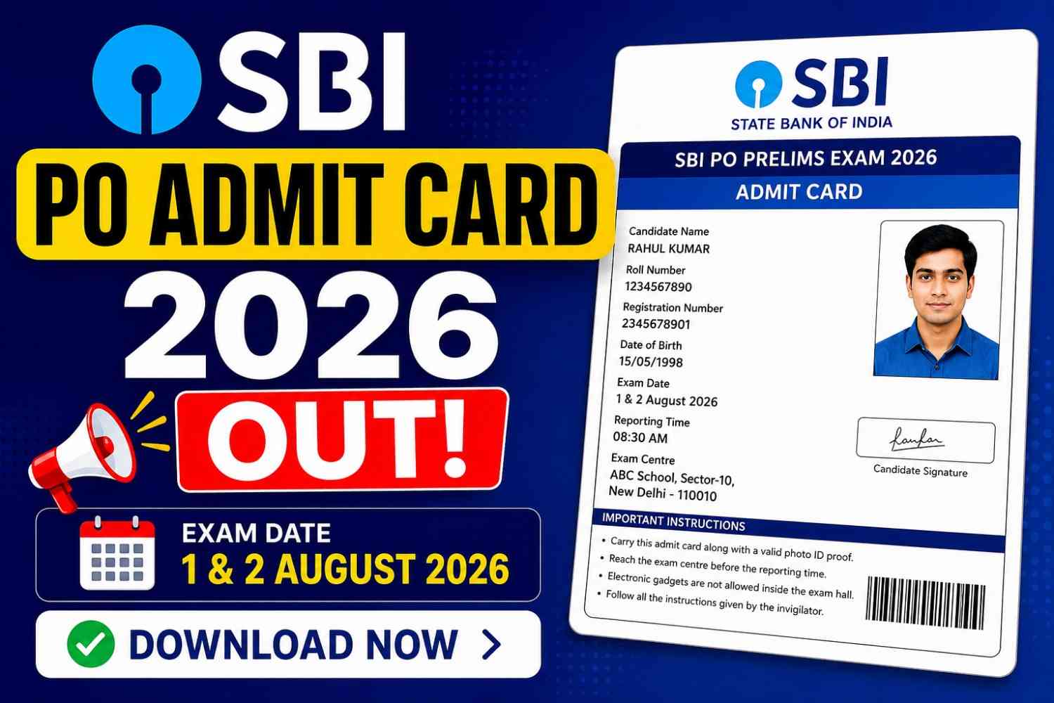 SBI PO Admit Card 2026 Out 📢 – Download Prelims Hall Ticket at SBI, Exam on August 1 & 2