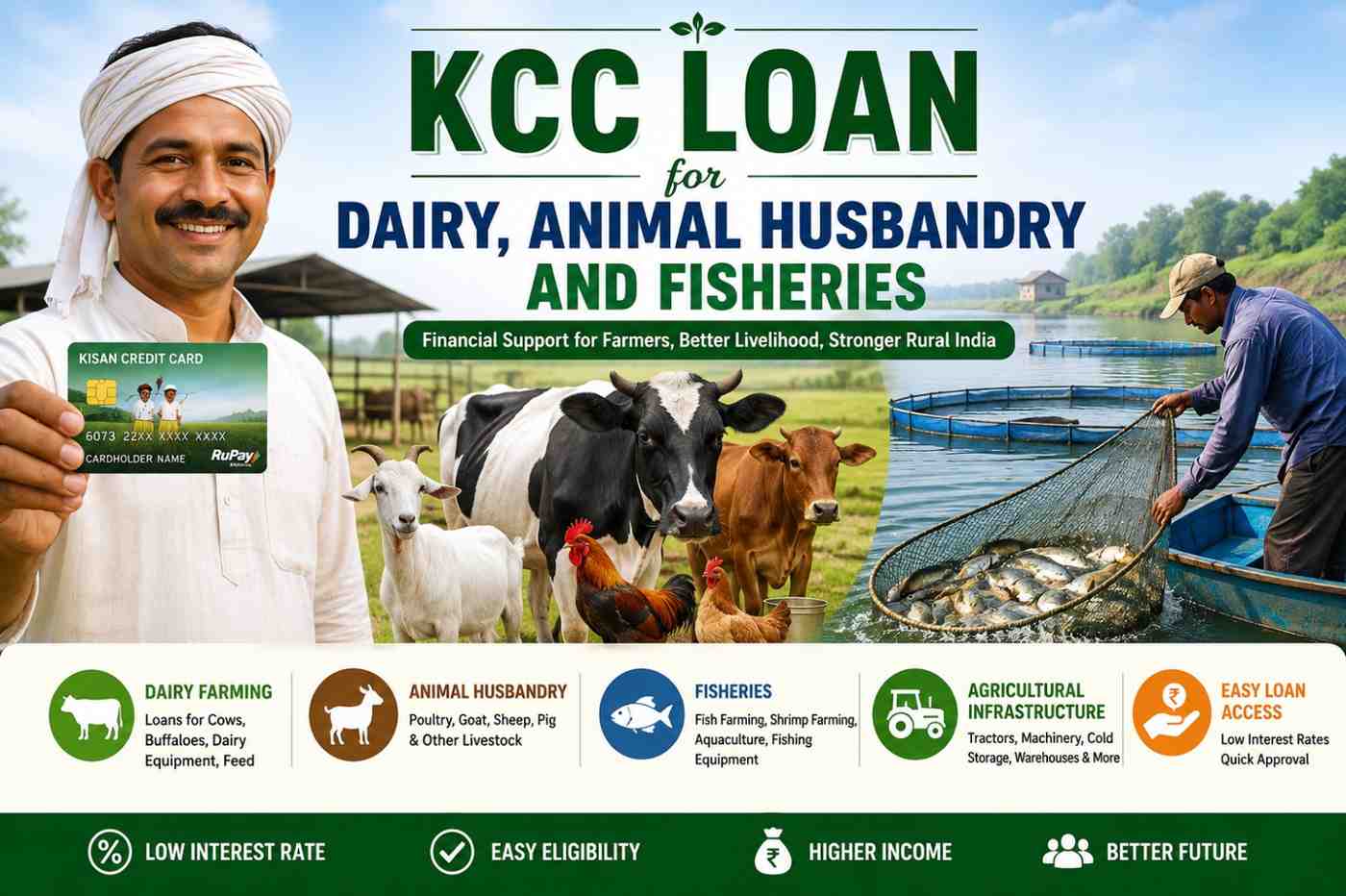Big Relief for Farmers! KCC Loans Can Now Be Used for Dairy, Animal Husbandry and Fisheries.