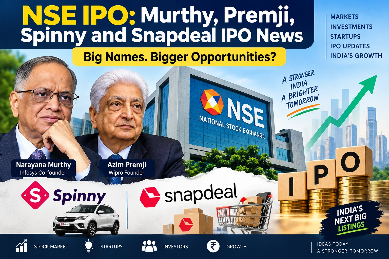 NSE IPO: Murthy, Premji, Spinny and Snapdeal IPO News
