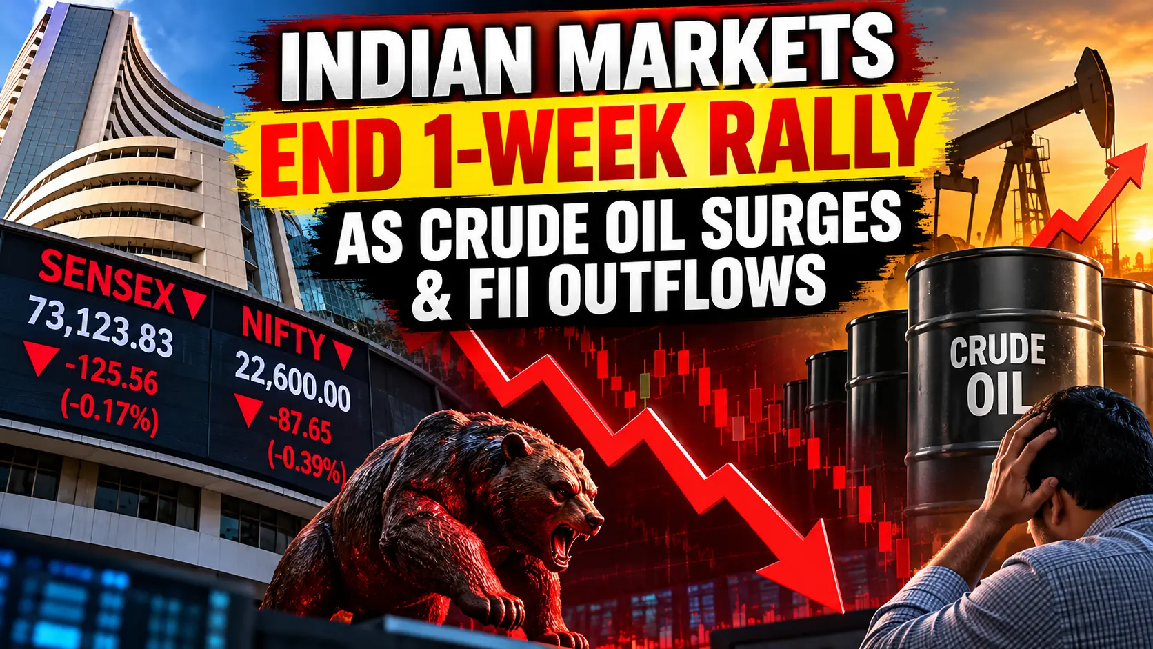 Indian Stock Market Falls as Crude Oil Prices Surge