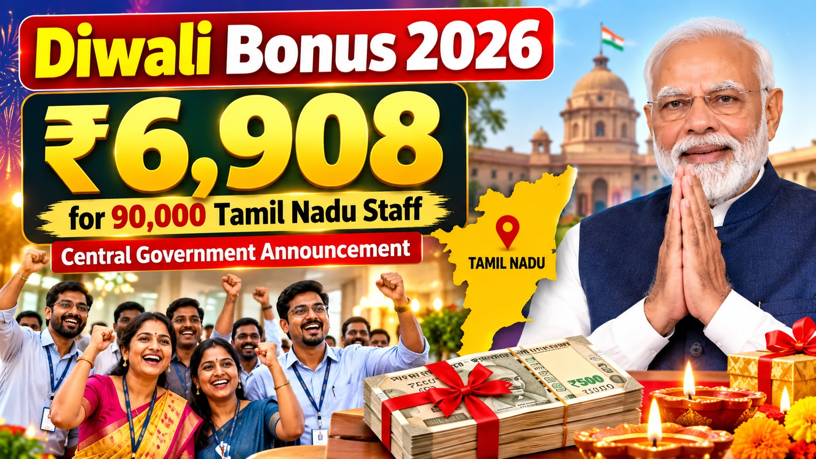 Diwali Bonus 2026: ₹6,908 for 90,000 Tamil Nadu Staff