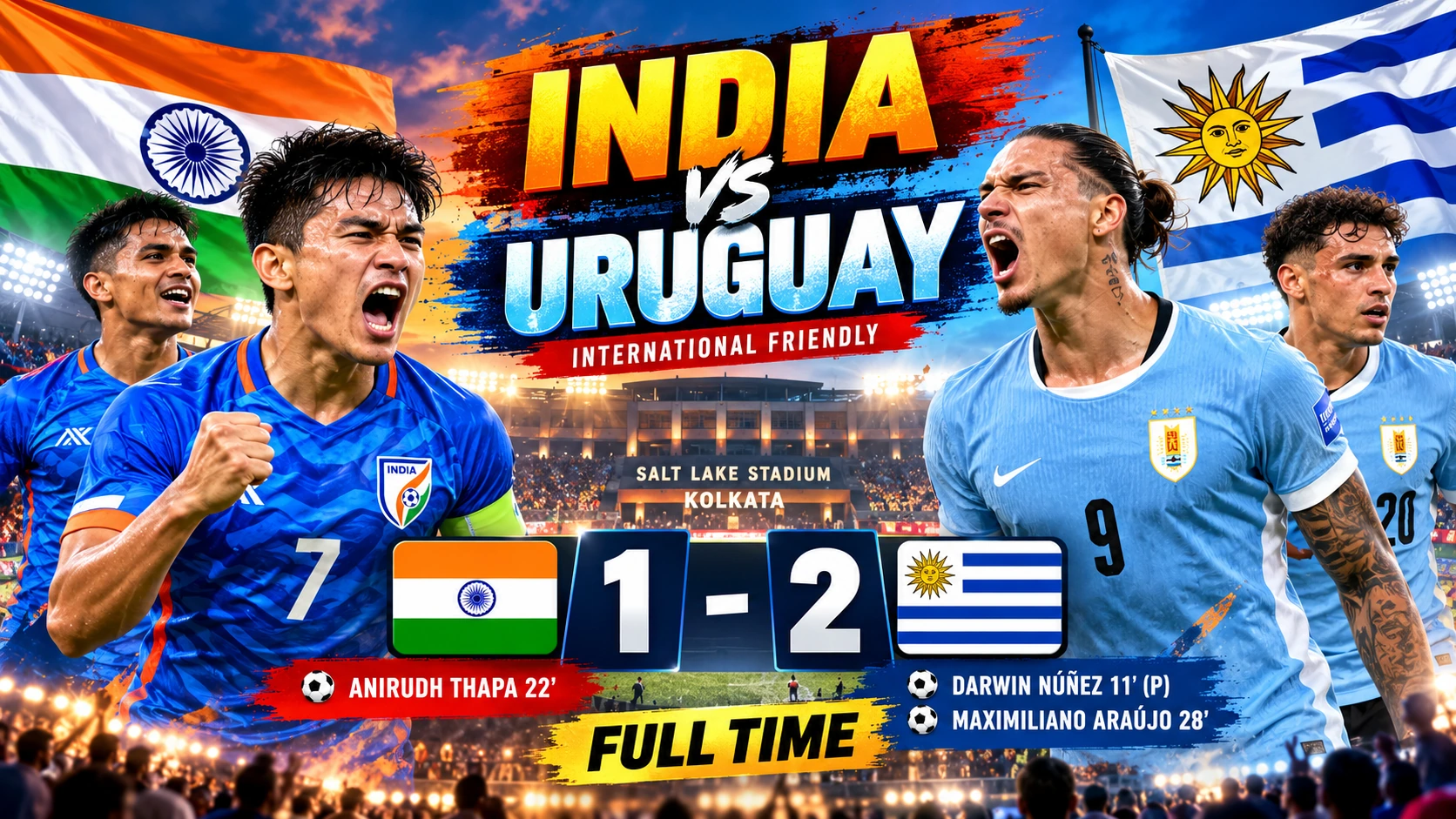 India vs Uruguay: Thapa Stuns Uruguay in Kolkata.